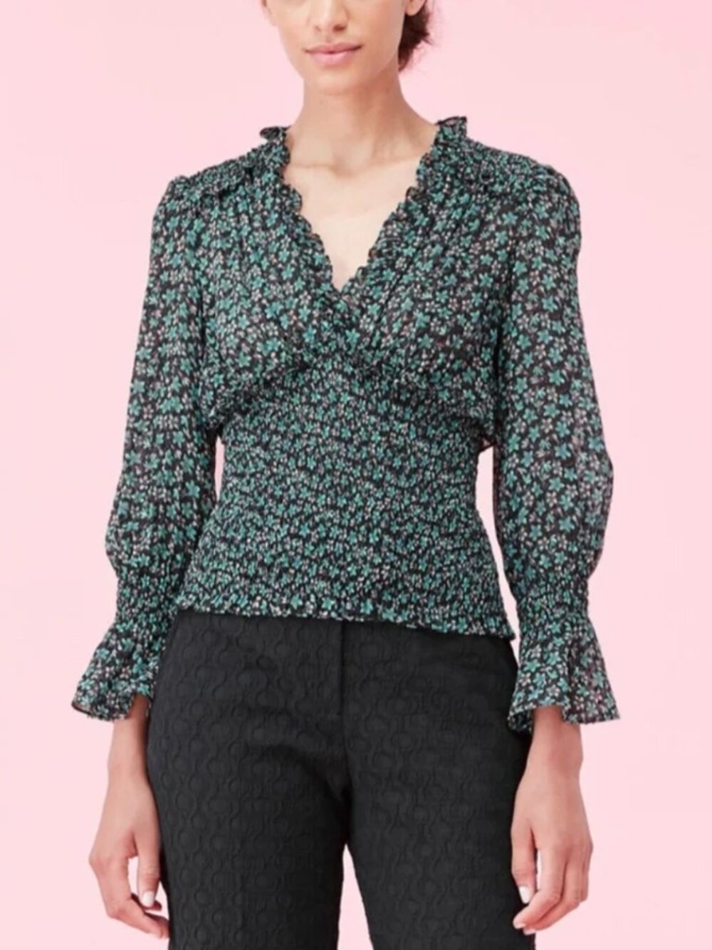 Rebecca Taylor Louisa Floral Silk Blouse